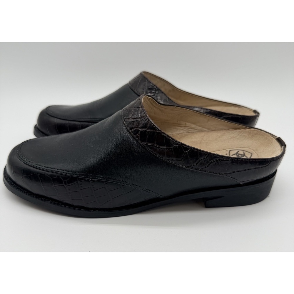 Ariat Clogs Women's Sz 7.5B Black Brown Slides Leather Sandals